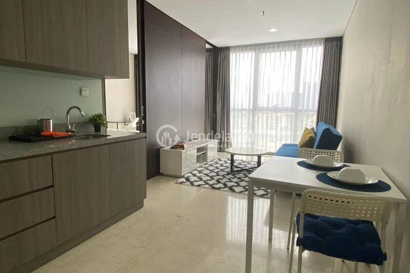Living Room Low Floor 1BR Apartment with - View at Ciputra World 2 Apartment