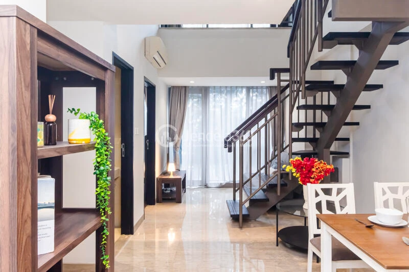 Living Room Fancy 2BR Apartment at Branz BSD Apartment with Greenery View