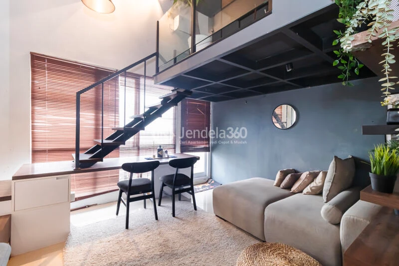 Living Room Modern 1BR Apartment at Bintaro Icon Apartment High Floor