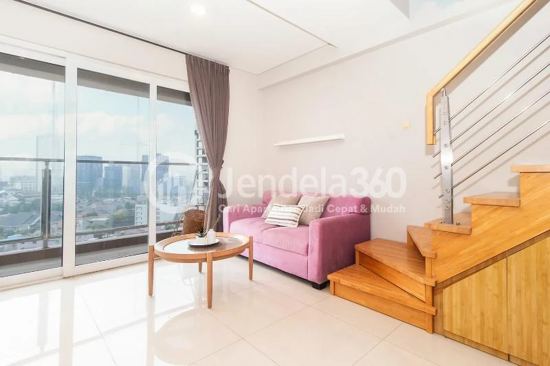 Living Room Well Furnished 2BR Apartment Close to MNC Studio Kebon Jeruk at Maqna Residence