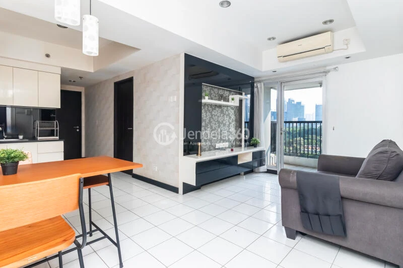 Living Room Strategic Location 2BR Apartment Low Floor with City View at The Wave Apartment