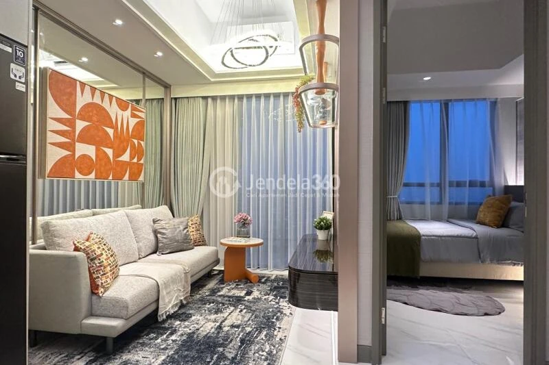 Living Room Good Deal 2BR Apartment Middle Floor with Salak Mountain View at Pakuwon Residence Bekasi