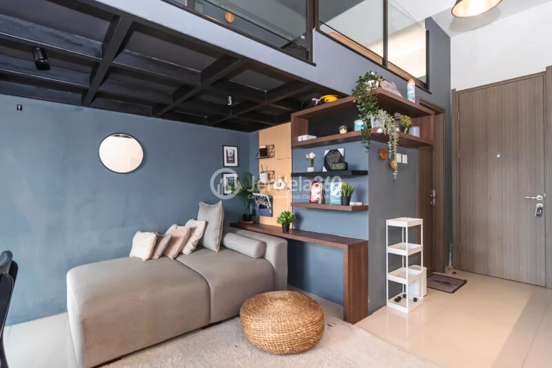 Living Room Modern 1BR Apartment at Bintaro Icon Apartment High Floor