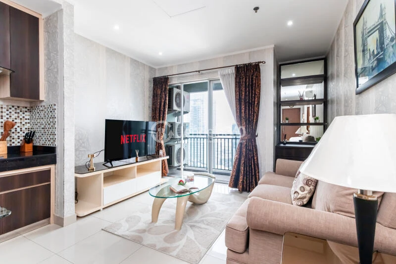 Living Room 2BR Apartment with City View at Sahid Sudirman Residence