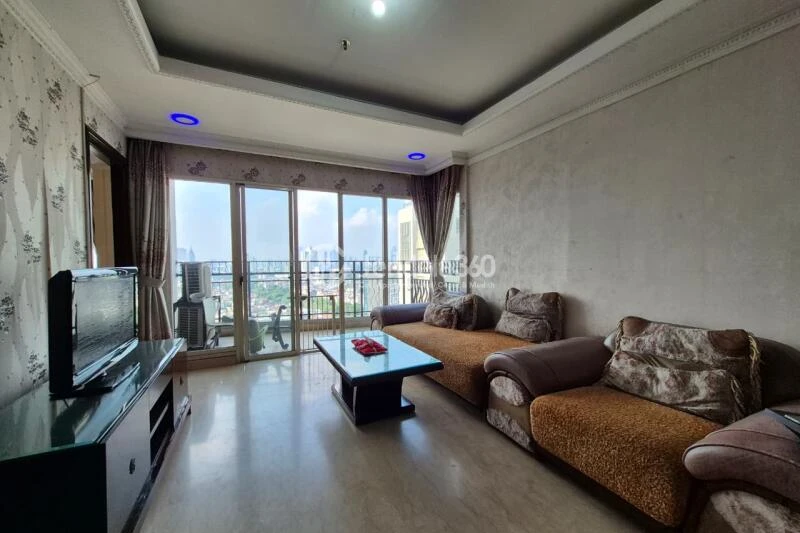 Living Room 3BR Apartment with City View at Permata Hijau Residence