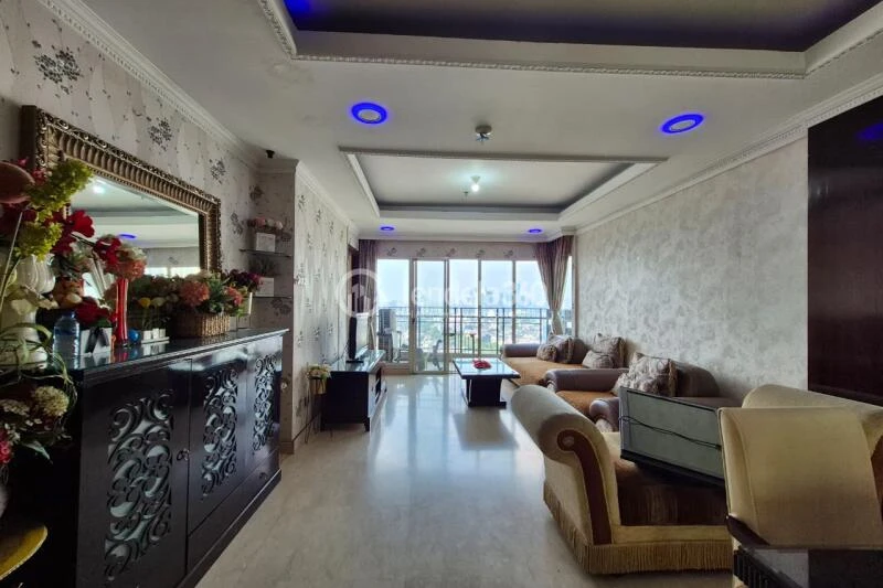 Living Room 3BR Apartment with City View at Permata Hijau Residence