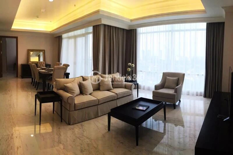 Living Room Simply Look 2BR Apartment Middle Floor with City View at Botanica Apartment