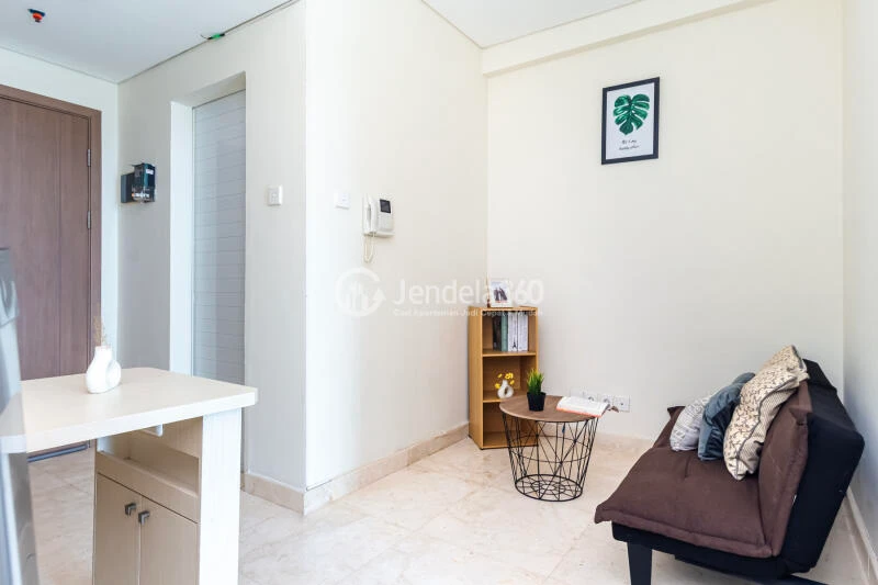 Living Room Affordable 1BR High Floor Apartment at Puri Orchard Apartment, Fully Furnished