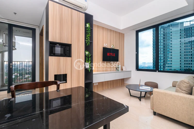 Living Room Comfy 1BR Apartment at Southgate Residence Connected to AEON Mall Tanjung Barat