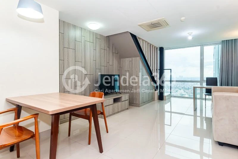 Living Room High Floor 1BR Apartment with City View at U Residence Karawaci