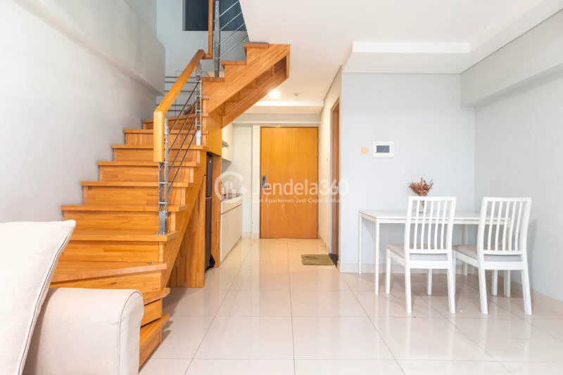 Living Room Strategic Location 2BR Apartment Middle Floor with City View at Maqna Residence