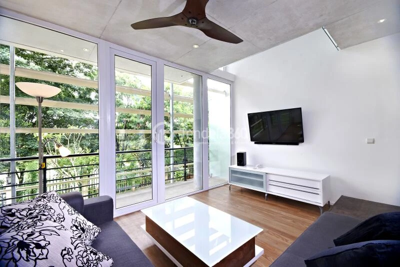 Living Room 1BR Apartment with Golf View at Ecoloft Jababeka Apartment