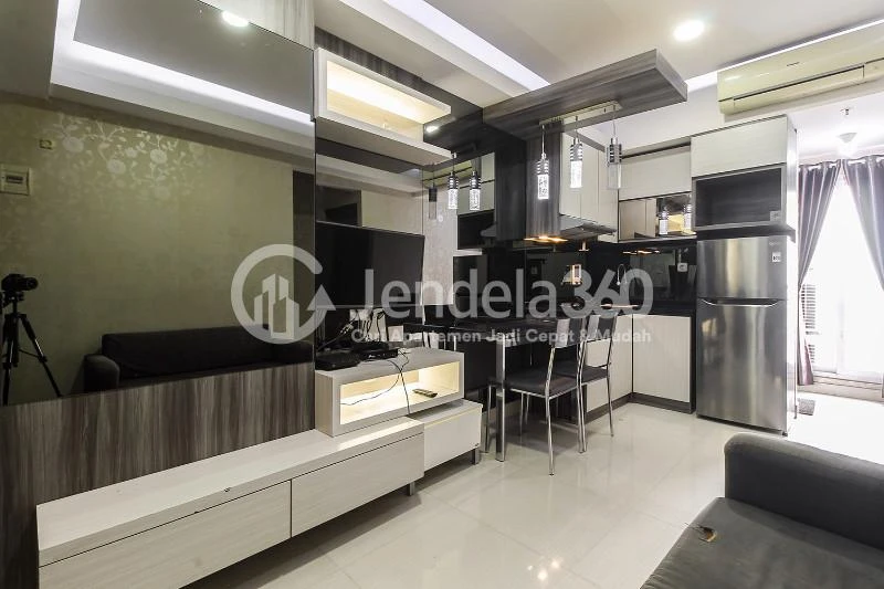 Living Room Peaceful 2BR Apartment with Elegant Modern Interior at Puri Park View Apartment